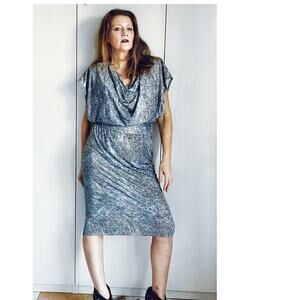 Vintage 70s-80s Silver Sparkle Animal Print Small USA Made